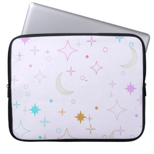 Moon & Stars  Minimalist Lavender Laptop Sleeve