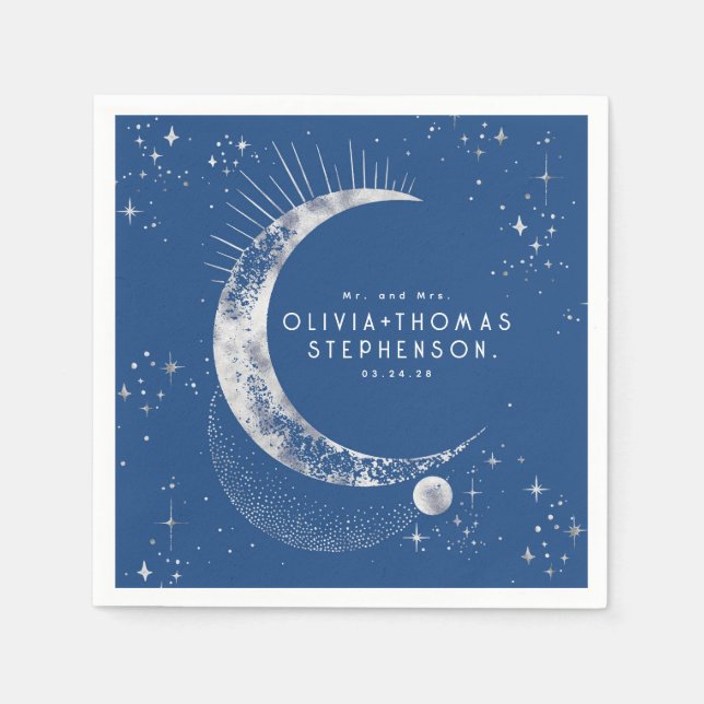 Moon Stars Night Sky Mystical Romantic Napkins (Front)