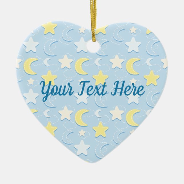 Moon & Stars Pattern Ceramic Tree Decoration (Front)