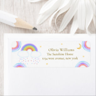 Moon Stars Rainbow Baby Shower Return Address