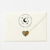 Moon & Stars | Round Family Name Return Address