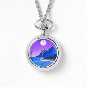 Moon, Stars Sea and Mountains in Violet and Blue Watch