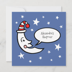 Moon & Stars Sleepover Party Birthday Invitation