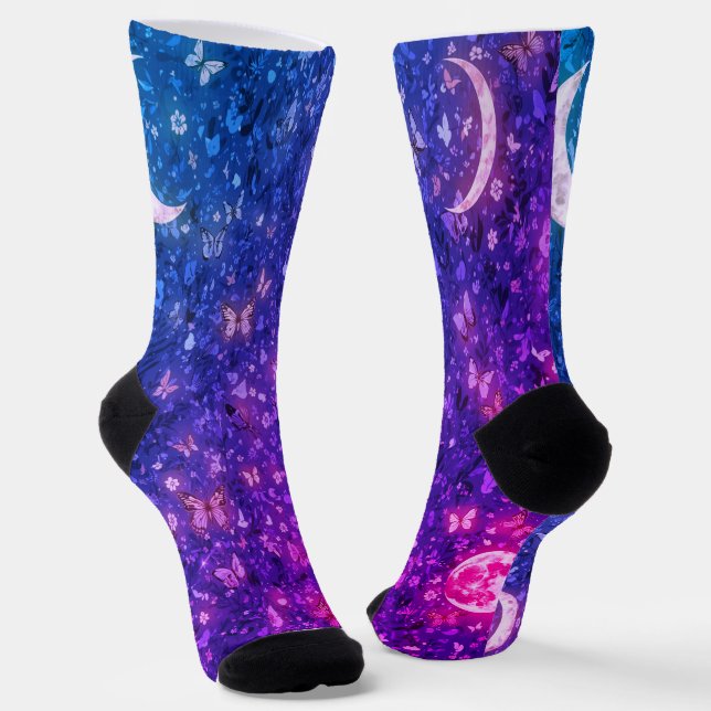 Moon Stars Socks – Celestial Comfort Wear (Angled)