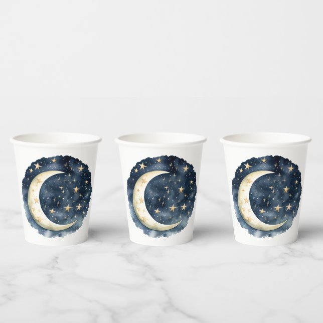 Moon Stars Space Gender Neutral Baby Shower Paper Cups (Multi)
