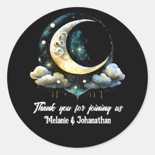 Moon stars starry night celestial lunar chic classic round sticker