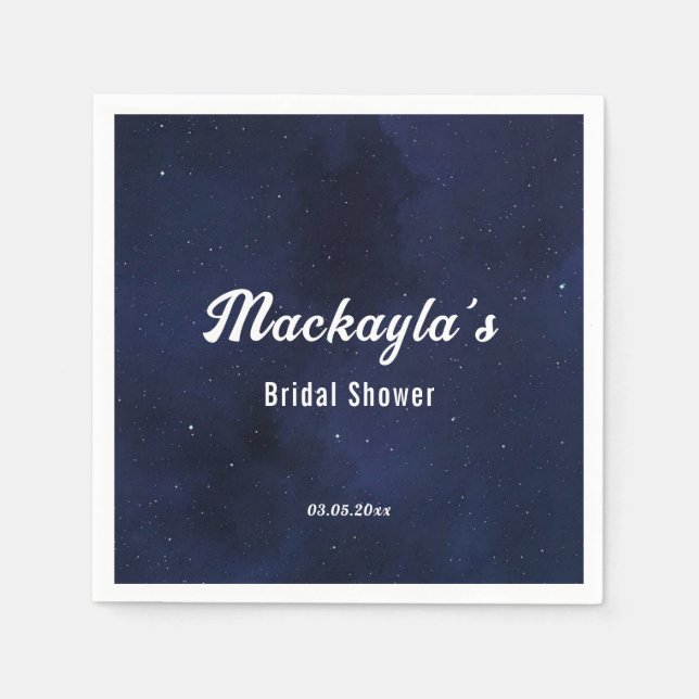 Moon Stars & String Lights Bridal Shower Napkin (Front)