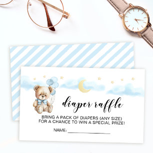 Moon stars teddy bear diaper raffle ticket cards