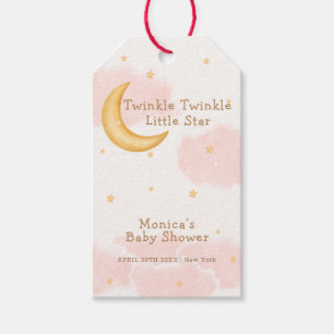 Moon Stars Twinkle Twinkle Girl Baby Shower Gift Tags