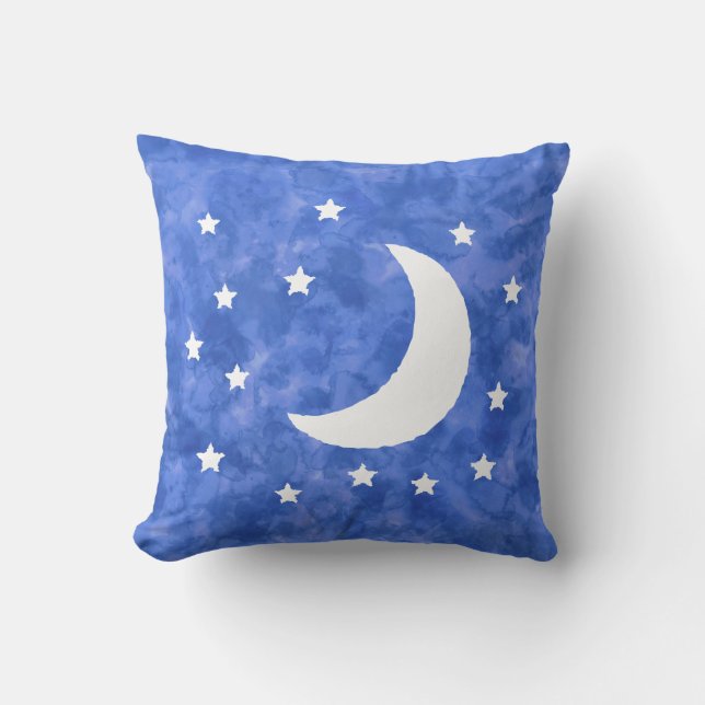 Moon Stars Watercolor Decor  Cushion (Front)