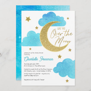 Moon & Stars Whimsical Starry Night Baby Shower Invitation