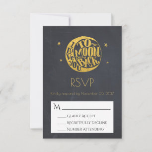 Moon & Stars With Romantic Saying Wedding RSVP Card