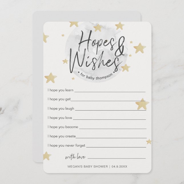 Moon Starts Hopes & Wishes Baby Shower Card (Front/Back)