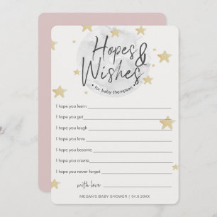 Moon Starts Hopes & Wishes Girl Baby Shower Card