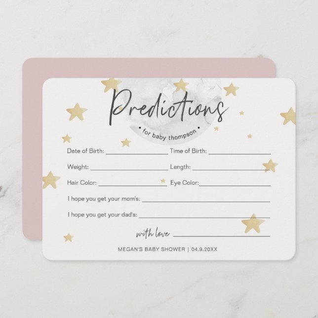 Moon Starts Predictions Girl Baby Shower Card (Front/Back)