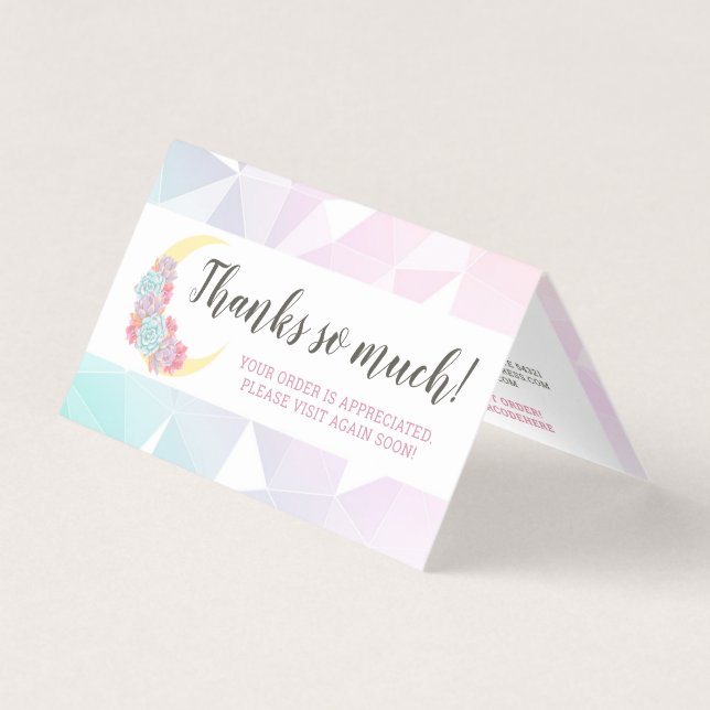 Moon & Succulent Pastel Mystic Boho Thank You Card (Front)