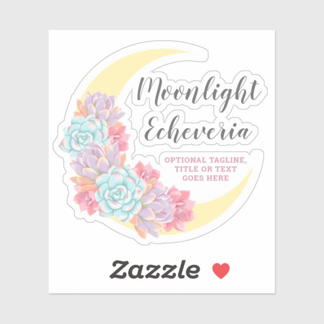 Moon & Succulents Pastel Boho Floral Cactus Logo (Sheet)