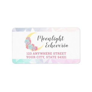 Moon & Succulents Pastel Mystic Boho Cacti Address Label
