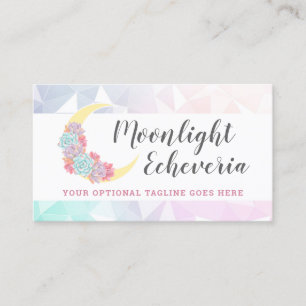 Moon & Succulents Pastel Mystic Boho Floral Cactus Business Card