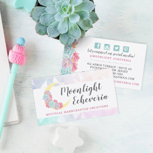 Moon & Succulents Pastel Mystic Cactus Social Icon Business Card