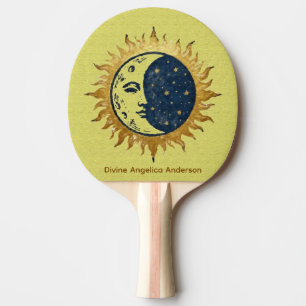 Moon, Sun and Stars, Celestial Universe Symbol Ping Pong Paddle