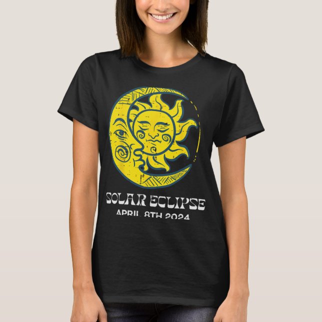 Moon Sun Solar Eclipse 2024 Totality April 8 Women T-Shirt (Front)