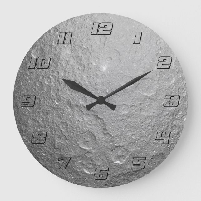 Moon Surface in Outer Space with Clear Numbers Large Clock (Front)