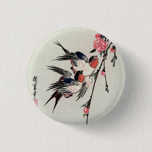 Moon, Swallows and Peach Blossoms Button