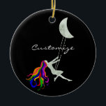 Moon Swinging Redhead Thunder_Cove  Ceramic Tree Decoration<br><div class="desc">Swinging on the moon multi-coloured female doing her own thing together,  customise with your own greeting,  name,  message,  etc</div>