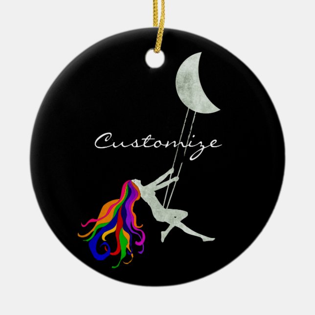 Moon Swinging Redhead Thunder_Cove  Ceramic Tree Decoration (Front)