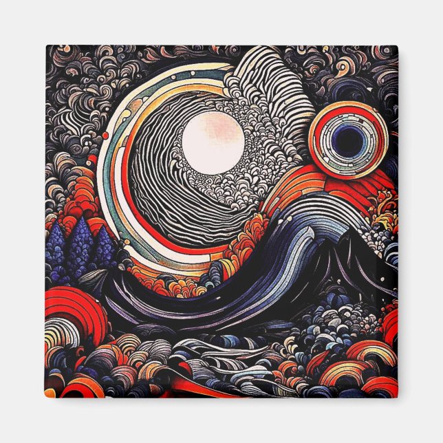 Moon through storm waves magnet (Front)