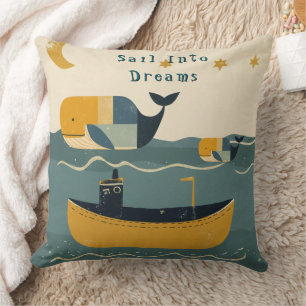 Moon Tide Whales Cushion