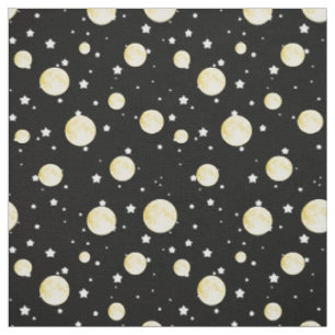 Moon, Twinkling stars on midnight black fabric 2