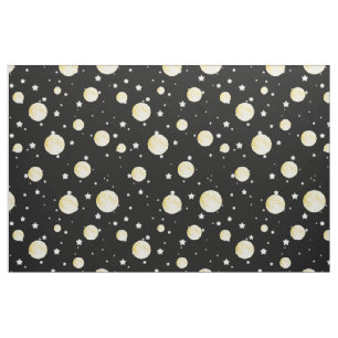 Moon, Twinkling stars on midnight black fabric 3