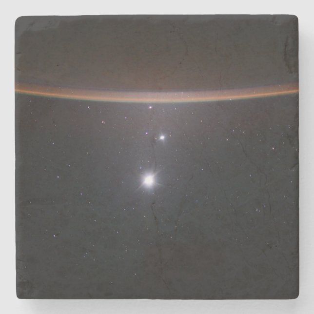 Moon, Venus, Jupiter & Earth (ISS) (NASA) (Space)  Stone Coaster (Front)