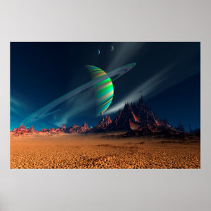 Moon View of Planet Newerades Poster