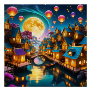 Moon Village Poster