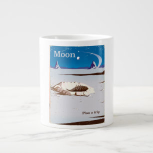 Moon - vintage Sci-fi travel poster Large Coffee Mug