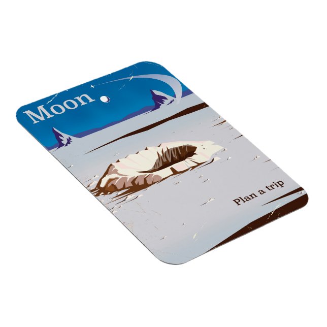 Moon - vintage Sci-fi travel poster Magnet (Right Side)