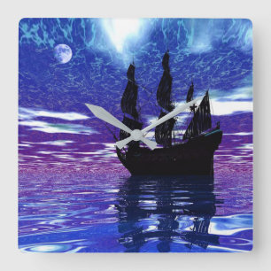 Moon Voyager Square Wall Clock