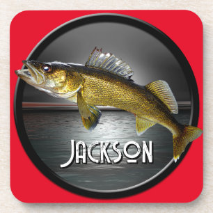Moon Water & Walleye Pike Blue Coaster