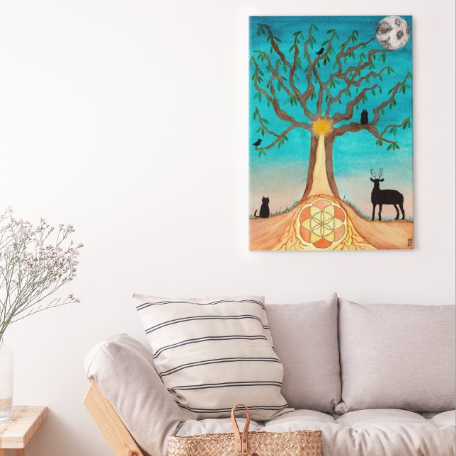 Moon Watercolor Tree Of Life Art Poster (Creator Uploaded)