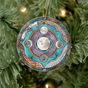 Moon Wiccan Witch Pagan Witchy Witchcraft Xmas Ceramic Tree Decoration