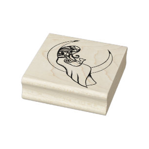 Moon Witch MoonChild Pagan Wicca Art Rubber Stamp