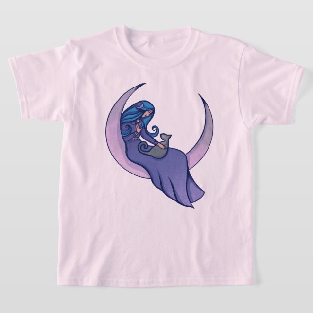 Moon Witch MoonChild Pagan Wicca Art T-Shirt (Laydown)