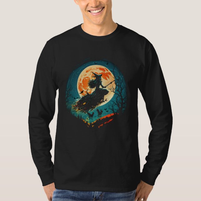 Moon Witch Witchcraft Halloween  1 T-Shirt (Front)