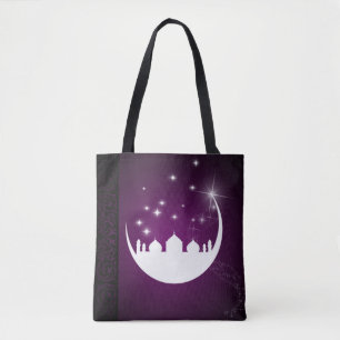 Moon with Mosque Silhouette All-Over-Print Tote
