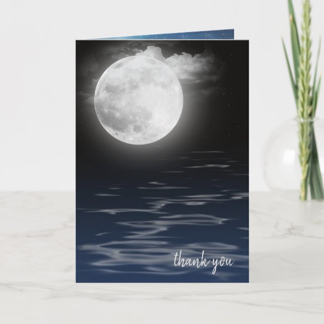 Moon with Water Reflection Thank You Card (Front)