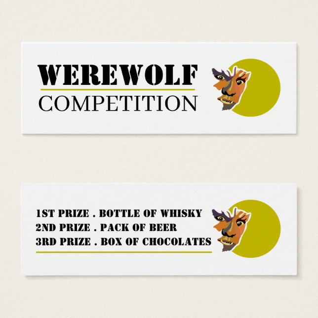Moon Wolf, Halloween Competition Tickets (Front & Back)