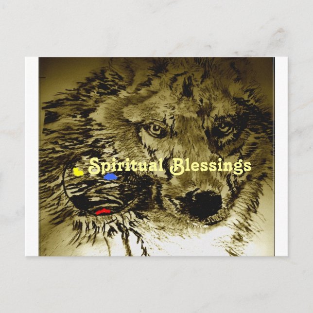 Moon Wolf  Spiritual Blessings Postcard (Front)